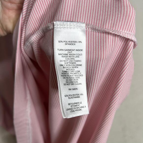 Vineyard Vines Polo Shirt Mens 2XL Pink Striped Performance Golf Whale Logo - Picture 5 of 8